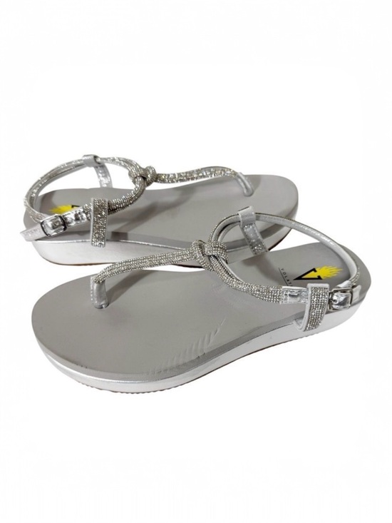 Volatile Shoes - VOLATILE Womens Calypso Knotted Silver Rhinestones Embellished Wedge Sandal Sz 8